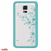 Redlife Galaxy S5 Kabartma Çiçek Desenli Pc Arka Kapak Yeşil