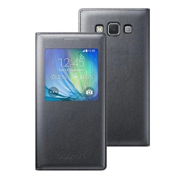 Microsonic View Cover Delux Kapaklı Samsung Galaxy A5 Kılıf Akıllı Modlu Siyah
