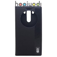LG G3 Kılıf Rugged Standlı Gizli Mıknatıslı Pencereli Siyah