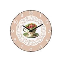 Cadran Dantel Desenli Cam Çiçek Fincan Duvar Saati (160 2)