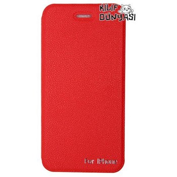 Apple iPhone 6 4.7'' Kılıf Vantuzlu Kapaklı Deri Kırmızı