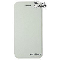 Apple iPhone 6 4.7'' Kılıf Vantuzlu Kapaklı Deri Beyaz