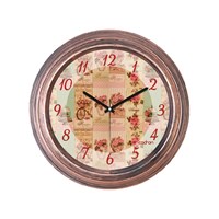 Cadran Dekoratif Vintage Duvar Saati Bakır Çiçekler Kolaj-2 32762423