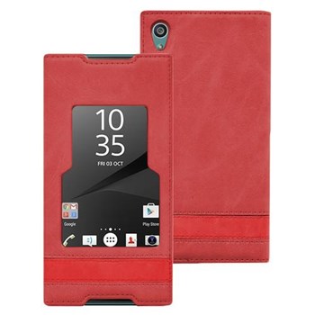 Microsonic Sony Xperia Z5 Premium Kılıf Gizli Mıknatıslı View Delux Kırmızı