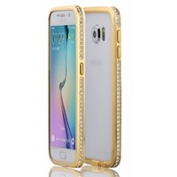Microsonic Samsung Galaxy S6 Kılıf Taşlı Metal Bumper Gold