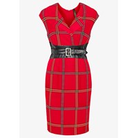 Bonprix Suni Deri Detaylı Elbise - Kırmızı 32960556