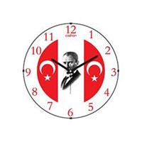 Cadran Bombeli Cam Ay Yıldız Atatürk Rakamlı Duvar Saati (110 3)