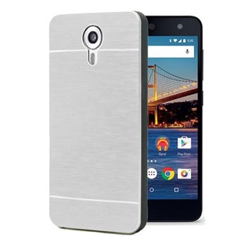 Microsonic General Mobile Android One 4g Kılıf Hybrid Metal Gümüş