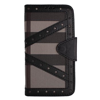 Color Case iPhone 5s Cüzdanlı Ekose Kılıf Siyah MGSNRVXZ458