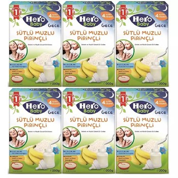 Hero Baby 6x200 gr Gece Sütlü Muzlu Pirinçli Kaşık Maması