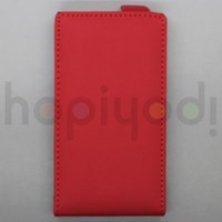Nokia Lumia 920 Kılıf Kırmızı Dik Kapaklı Deri