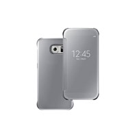 Microsonic View Clear Samsung Galaxy S6 Kapaklı Kılıf (Akıllı Modlu) Gümüş