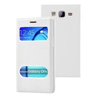 Microsonic Samsung Galaxy On5 Kılıf Dual View Gizli Mıknatıslı Beyaz