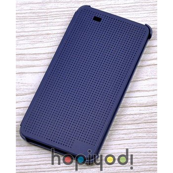 HTC Desire 620 Kılıf + Kapaklı Dot View Cover Lacivert