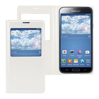 Microsonic View Cover Delux Kapaklı Kılıf Samsung Galaxy S5 Akıllı Modlu Beyaz