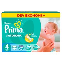 Prima Bebek Bezi Aktif Bebek 4 Beden Maxi Dev Ekonomi Plus Paketi 82 Adet