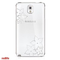 Redlife Galaxy Note3 Swarovski Taşlı Papatya Desenli Pc Arka Kapak Gümüş