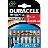 Duracell Turbo Max AAA Size (6+2) İnce Kalem Pil 8Li Paket