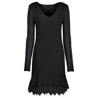 RAINBOW Dantel volanlı örgü elbise - Siyah 96021095