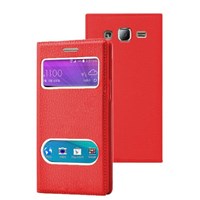 Microsonic Samsung Galaxy J2 Kılıf Dual View Gizli Mıknatıslı Kırmızı