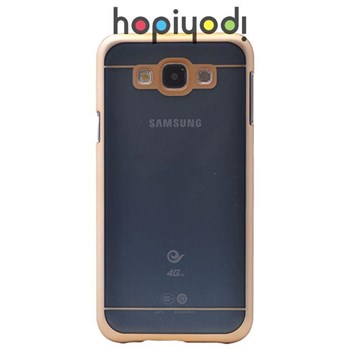 Samsung Galaxy E7 Kılıf Elegance Zgen Şeffaf Arka Kapak Altın