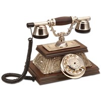 Anna Bell Yalı Gümüş Varaklı Klasik Ahşap Telefon