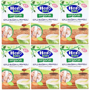 Hero Baby 6x200 gr Organik Sütlü Buğdaylı Pekmezli Kaşık Maması