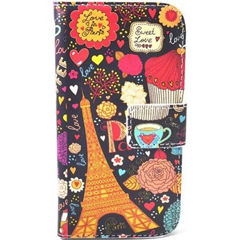 Samsung Galaxy S4 Mini Kılıf Cüzdan Sweet Love Paris Desenli