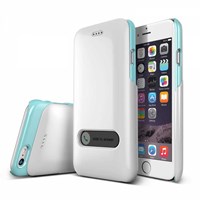 Verus iPhone 6 4.7 inc Slim Hard Slide Pearl White-Turquoise Blue Cap