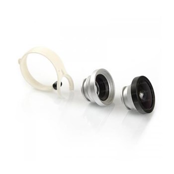 Dark 3in1 Universal Klip Geniş Açı / Makro / Balık Gözü Lens Kiti (Gümüş)
