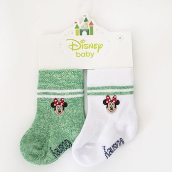Minnie Mouse MN4888 2'li Kız Bebek Çorabı Yeşil 0 Ay (50-56 Cm) 33443677