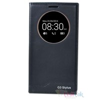 LG G3 Stylus Kılıf Quick Circle Renkli Gizli Mıknatıslı Siyah