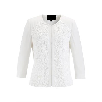 bonprix Premium kısa kesimli dantelli blazer - Beyaz 91777895 19020977