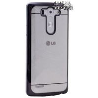 LG G3 Beat Kılıf Metal Elegance Şeffaf Sert Kapak Siyah