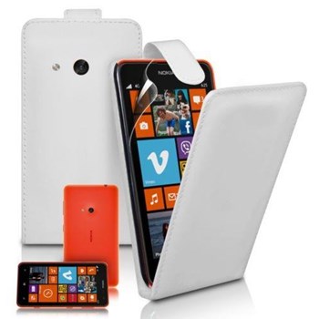 Nokia Lumia 625 Kılıf Deri Kapaklı Beyaz