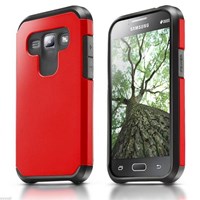 Microsonic Samsung Galaxy J1 Kılıf Slim Fit Dual Layer Armor Kırmızı