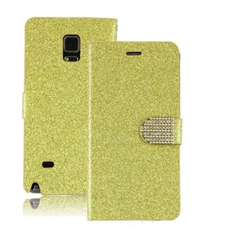 Microsonic Pearl Simli Taşlı Deri Samsung Galaxy Note 4 Kılıf Sarı