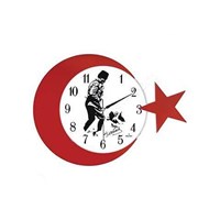 Galaxy Duvar Saati Ay Yıldız Atatürk Desenli 22273529