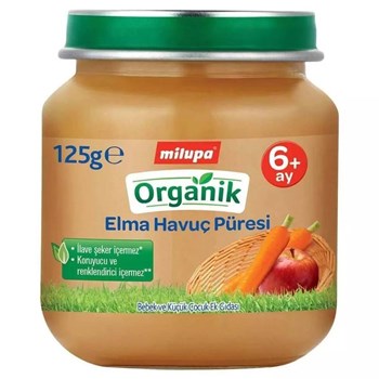 Milupa 6+ Ay 125 gr Organik Elmalı Havuçlu Kavanoz Maması