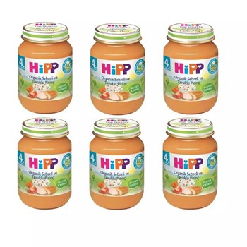 Hipp 4+ Ay 6x125 gr Organik Sebzeli ve Tavuk Pirinç Kavanoz Maması