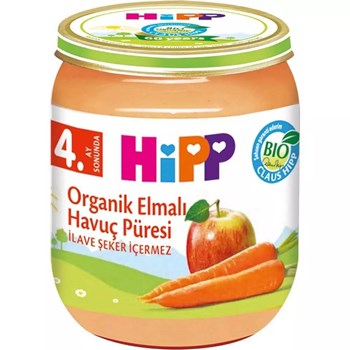 Hipp 4+ Ay 3x125 gr Organik Elmalı Havuç Püresi Kavanoz Maması