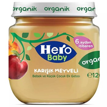 Hero Baby 6+ Ay 120 gr Organik Karışık Meyveli Kavanoz Maması