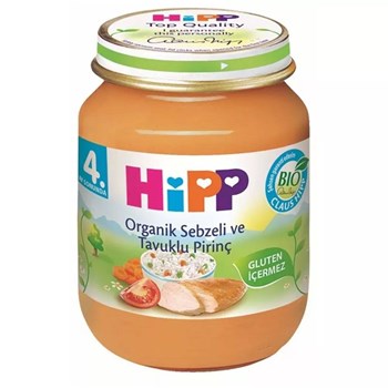 Hipp 4+ Ay 125 gr Organik Sebzeli ve Tavuklu Pirinç Kavanoz Maması