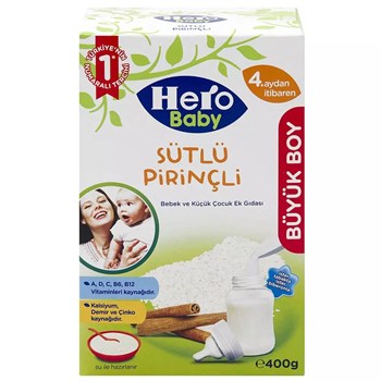 Hero Baby 4+ Ay 400 gr Sütlü Pirinçli Ek Besin