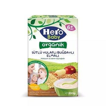 Hero Baby 6+ Ay 200 gr Organik Sütlü Buğdaylı Yulaflı Elmalı Kaşık Maması