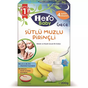 Hero Baby 12x200 gr Gece Sütlü Muzlu Pirinçli Kaşık Maması