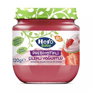 Hero Baby 8+ Ay 120 gr Prebiyotik Çilekli Yoğurtlu Kavanoz Mama