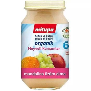 Milupa 6+ Ay 200 gr Organik Mandalina Üzüm Elma Kavanoz Maması