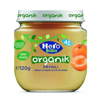 Hero Baby 4+ Ay 120 gr Organik Kayısılı Kavanoz Mama