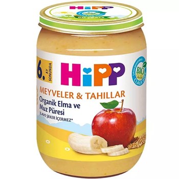 Hipp 4+ Ay 2x190 gr Organik Elma ve Muz Püresi Kavanoz Maması